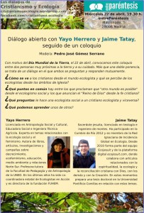 Diálogo abierto con Yayo Herrero y Jaime Tatay, seguido de un coloquio Modera: Pedro José Gómez Serrano 